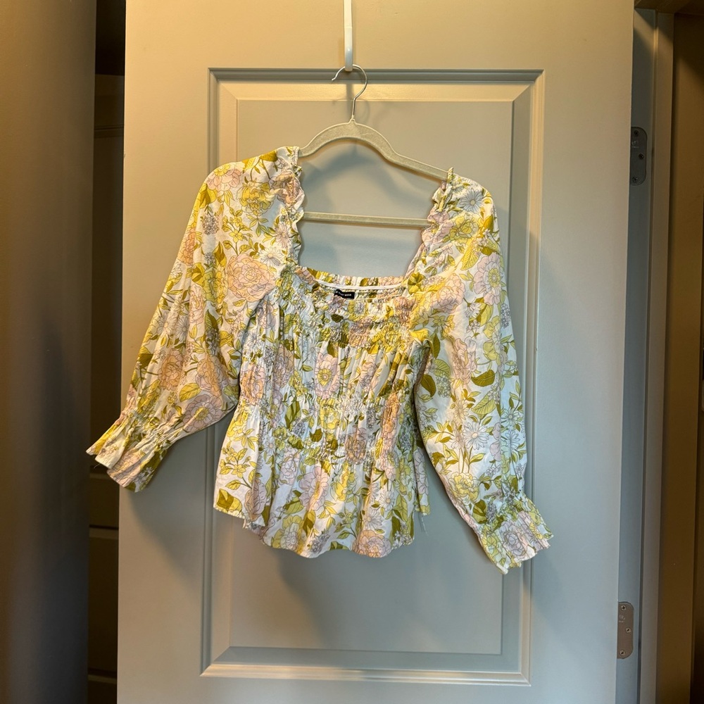 floral 3/4 sleeve blouse